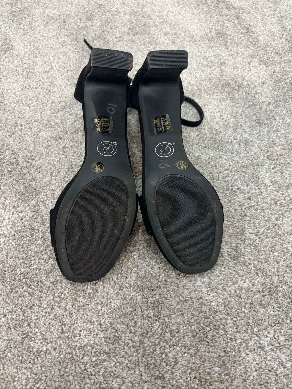 Chinese Laundry Black Ankle-Strap Block Heels